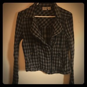 Flannel asymmetrical jacket